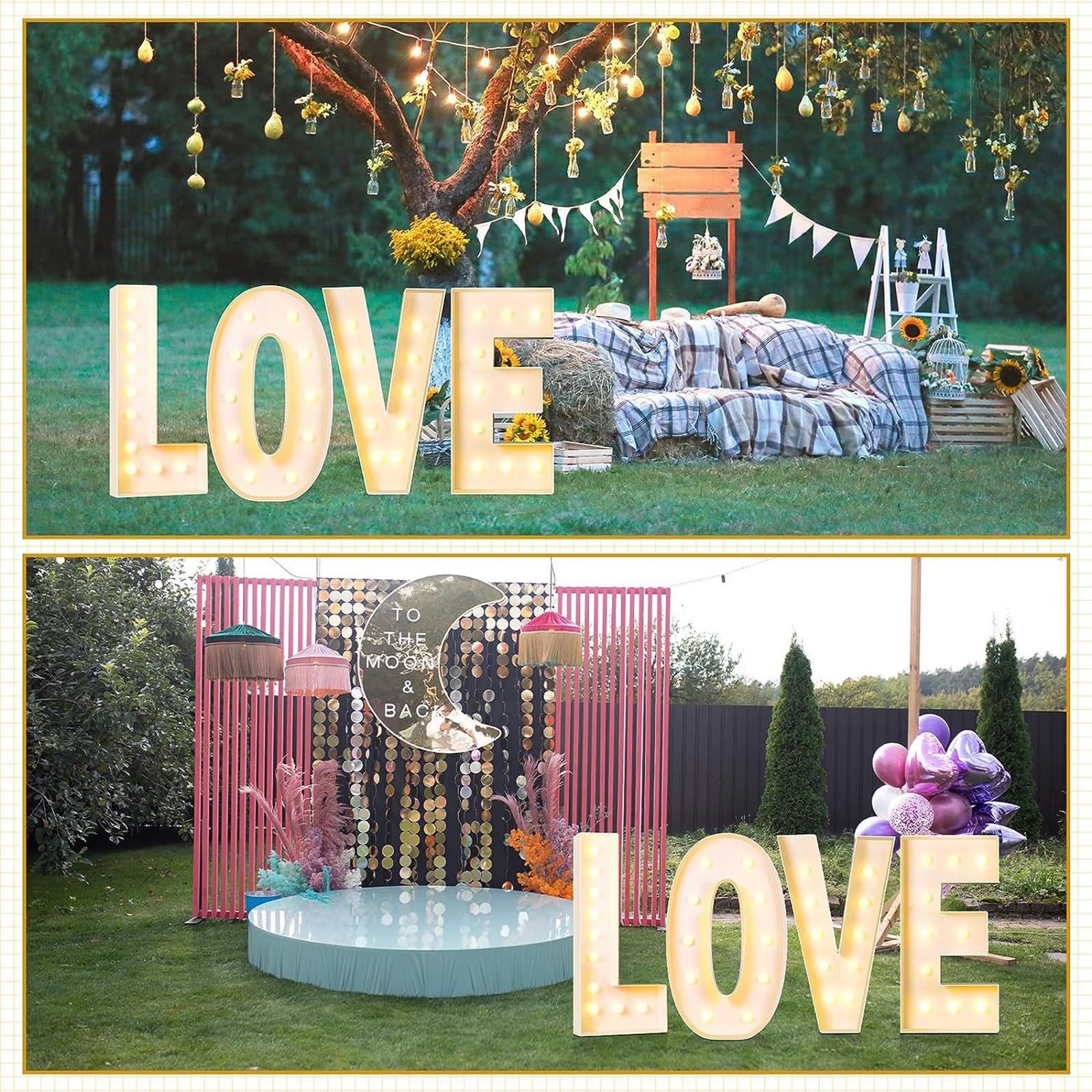 Panneau Géant Romantique Love Lumineux, Lettres Lumineuses for Anniversaire, Saint-Valentin, Mariage, Demande en Mariage(70cm)