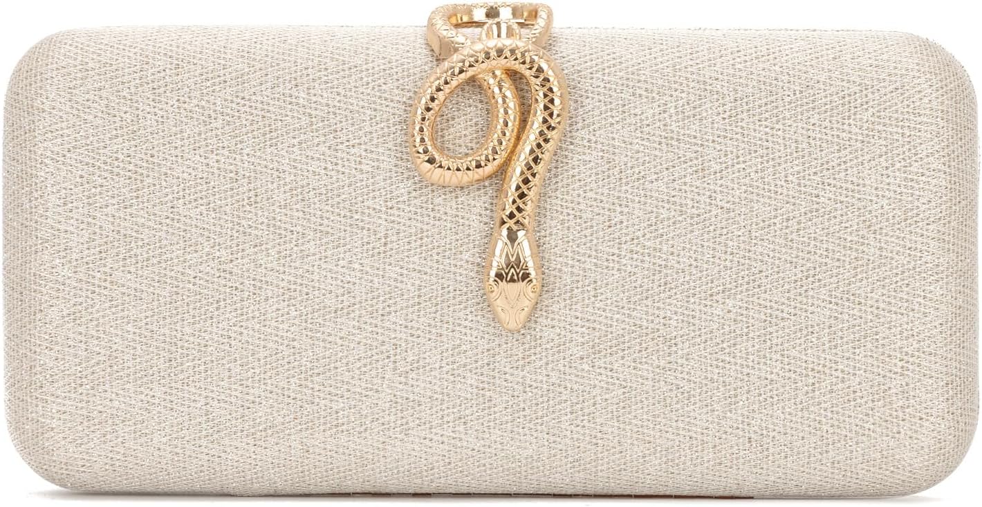 Freie Liebe Clutch Purses for Women Formal Snake Buckle Sparkly Evening Bag with Chain, Crossbody Bags for Wedding Party