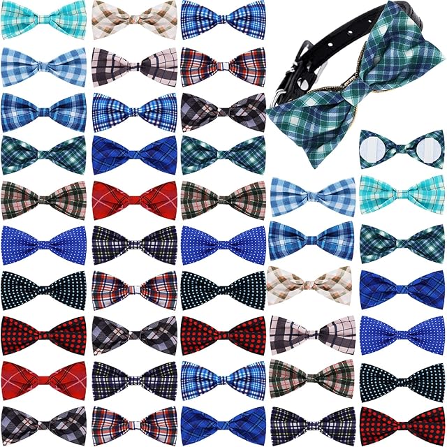 16 Pieces Dog Bow Ties Slide Dog Collar Bows Summer Hawaiian Styles Dog Collar Attachment Bows with Rubber Bands Dog Bow Ties for Large Dogs Spring Summer Grooming Independence Day(Classic Style)
