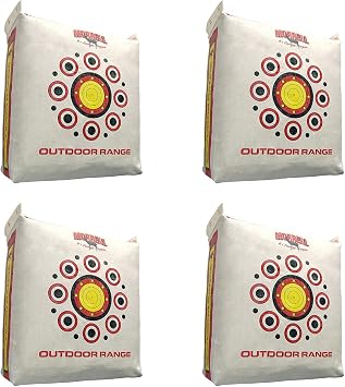 Morrell Outdoor Weatherproof Durable Range Adult Field Point Archery Bag Target w/Over 50 Bullseyes, Nucleus Center, IFS Technology, White 4 Pack