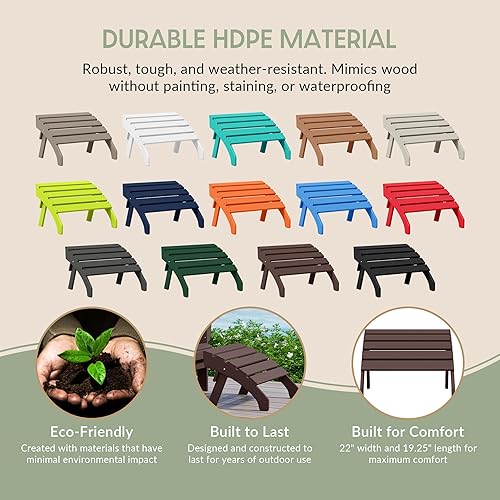 Vista 203 de WestinTrends Otomana para exteriores, reposapiés otomano Adirondack para patio, taburete de madera de polietileno para todo tipo de clima