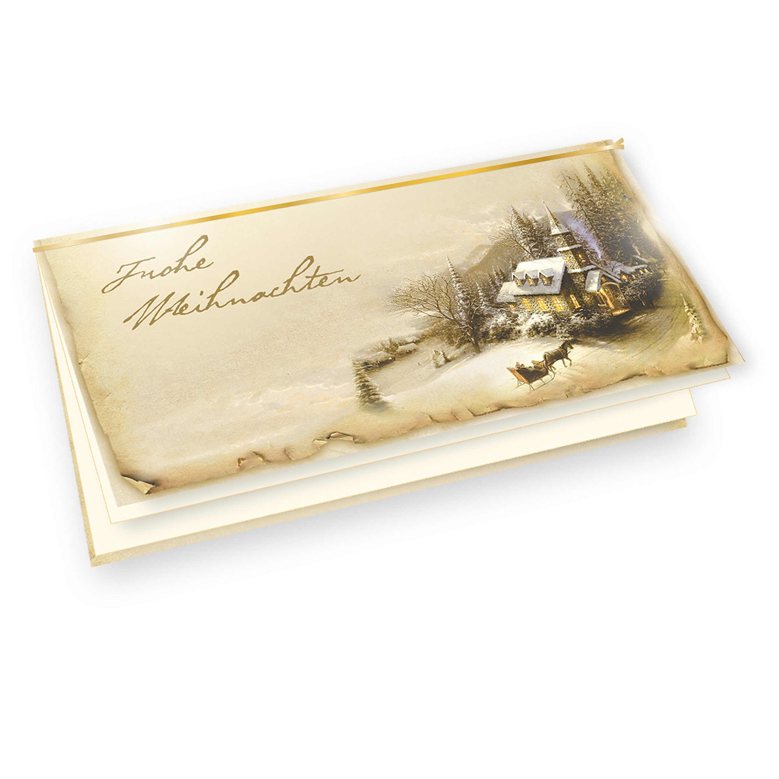 tatmotive 50-er Set Weihnachtskarten Klappkarten Grußkarten Set Motiv Winteridylle Frohe Weihnachten + Umschlag geschäftlich selbst bedrucken