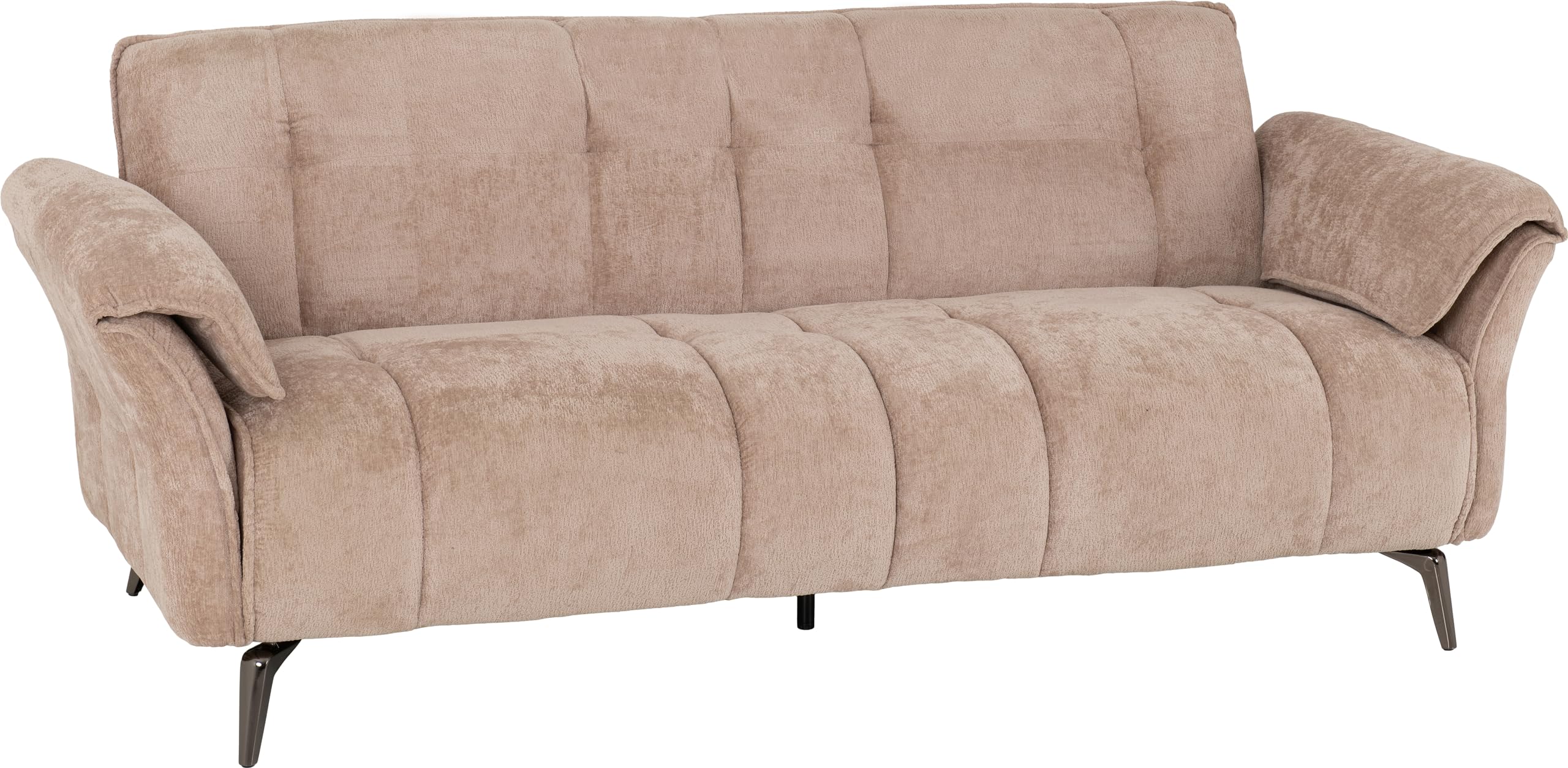 Seconique Amalfi 3 Seater Sofa In Champagne Fabric With Metal Legs 2 Man Delivery