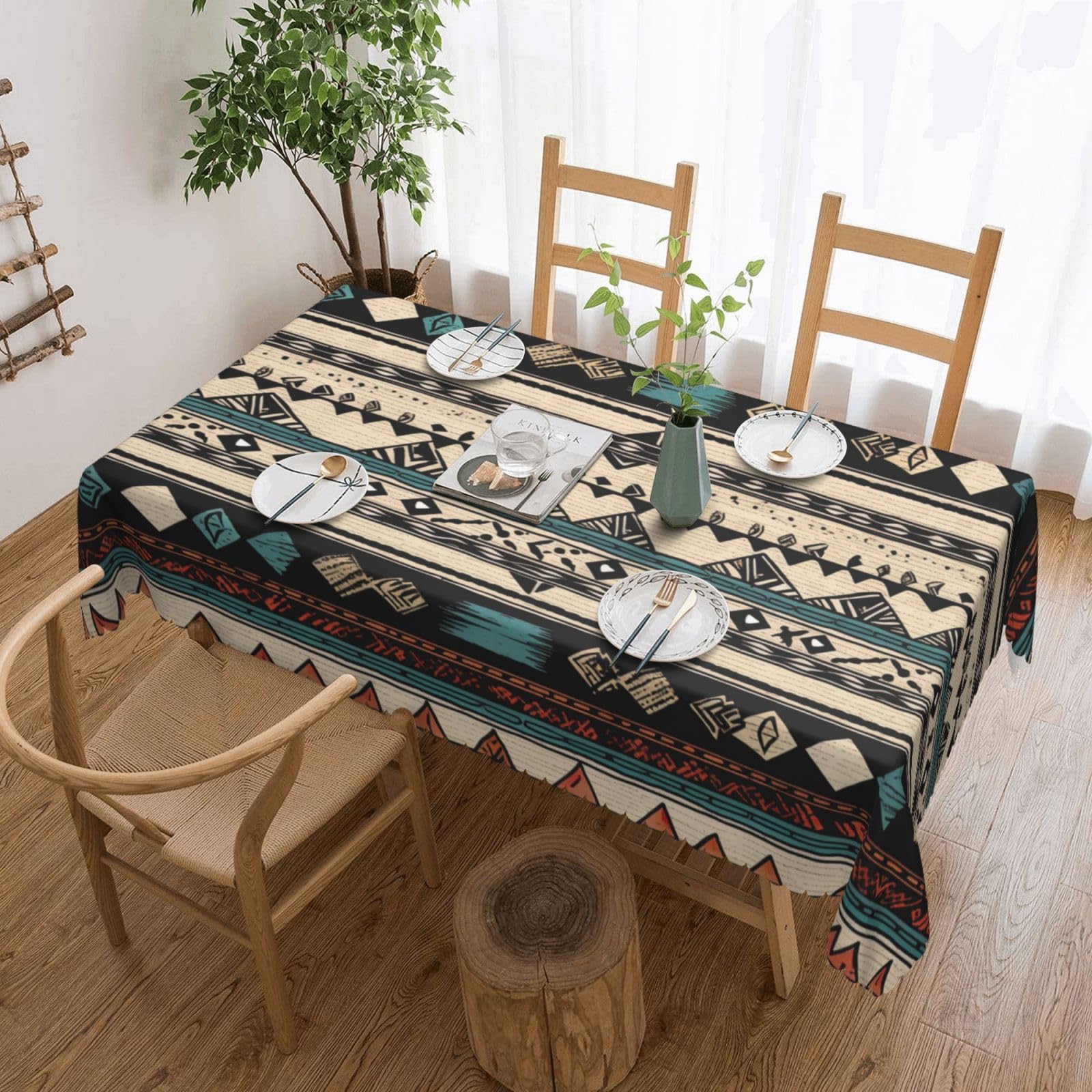 Nappe rectangulaire motifs amérindiens imperméable lavable