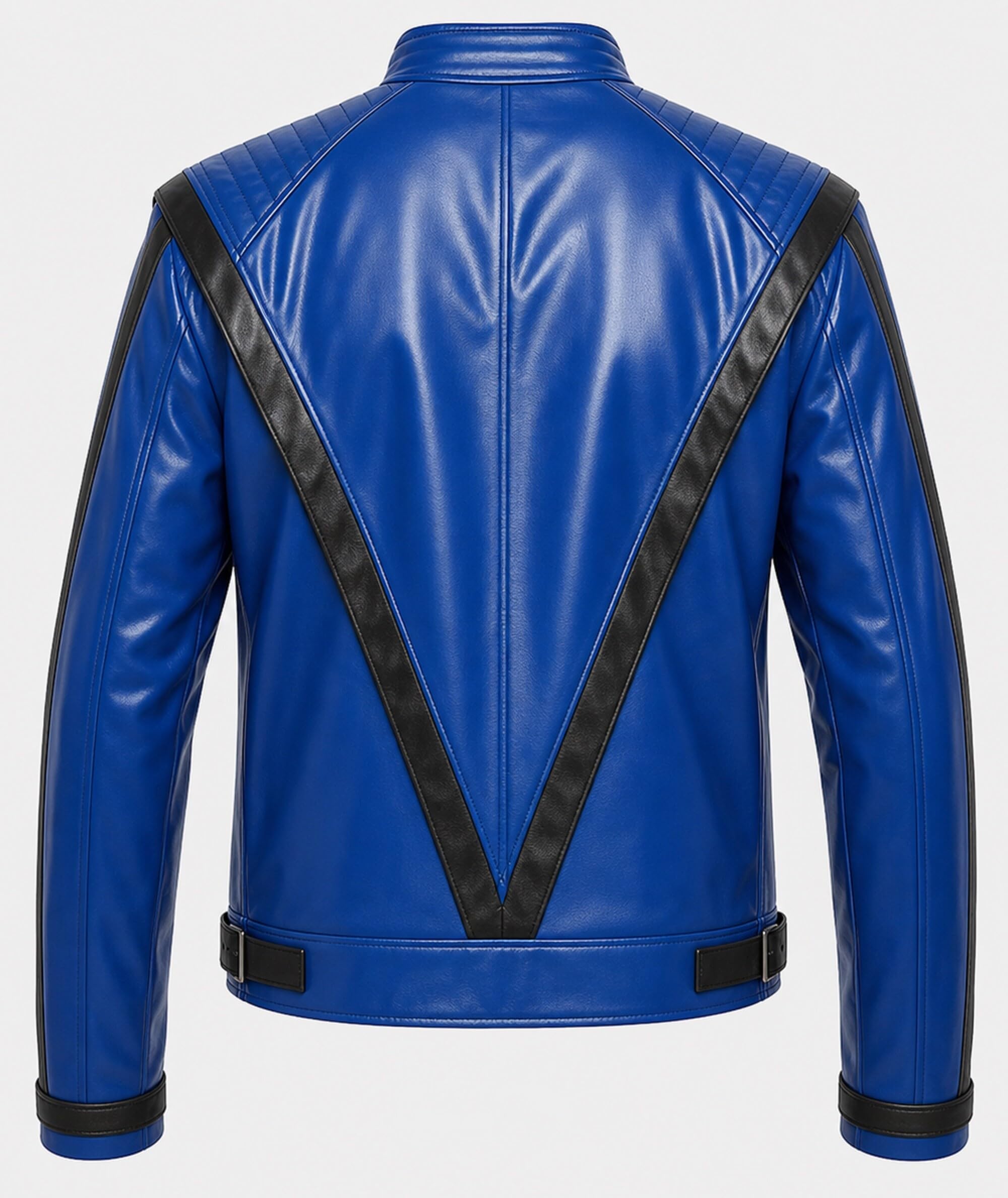 Chaqueta de cuero azul de lujo para hombre inspirada en King Of POP Retro Halloween y conciertos