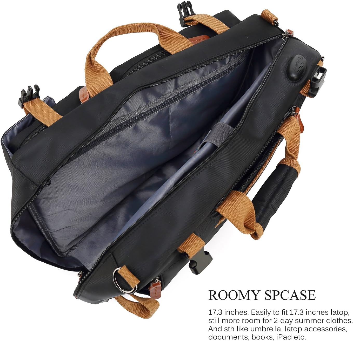 CoolBELL Convertible Briefcase Backpack Messenger Bag Shoulder bag Laptop Case Business Briefcase Travel Rucksack Multi-functional Handbag Fits 15.6 Inch Laptop For Men/Women (Black)