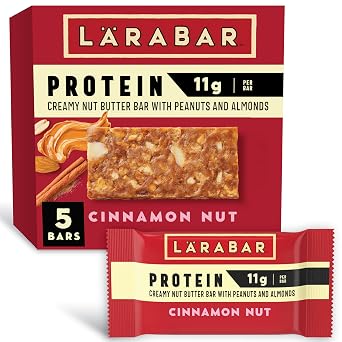 Larabar Cinnamon Nut Protein Bars, Peanuts and Almonds, 11g Protein, 5 Ct, 7.95 oz