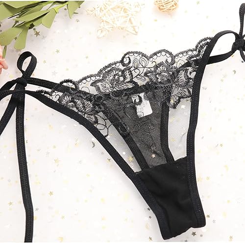 Miniatura 8 de HTRUIYA Bragas de lazo lateral sexy para mujer, tanga, ajustable, transparente, hilo de malla, ropa