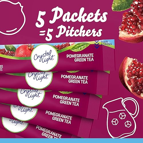 Miniatura 5 de Crystal Light Té verde de granada sin azúcar mezcla de bebida en polvo con sabor natural 5 paquetes de jarra