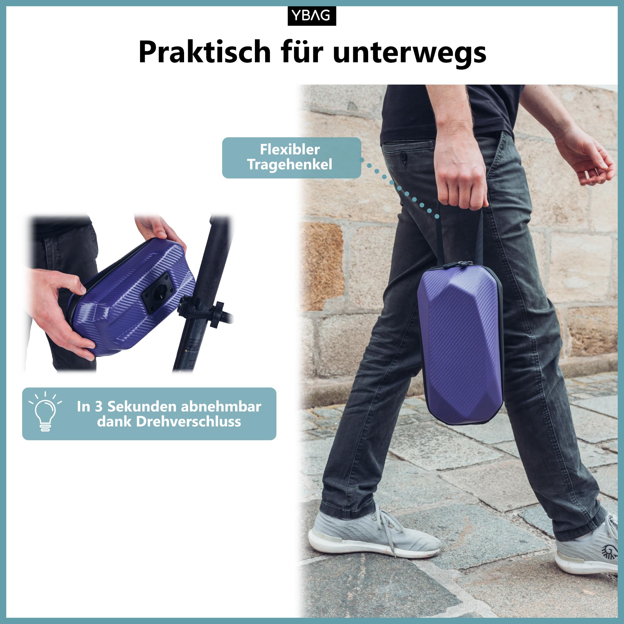 YBAG Lock - Handschellenschloss aus gehärteten Kettengliedern für hohe Sicherheit - E Scooter Schloss | E Roller Schloss | Fahrradschloss