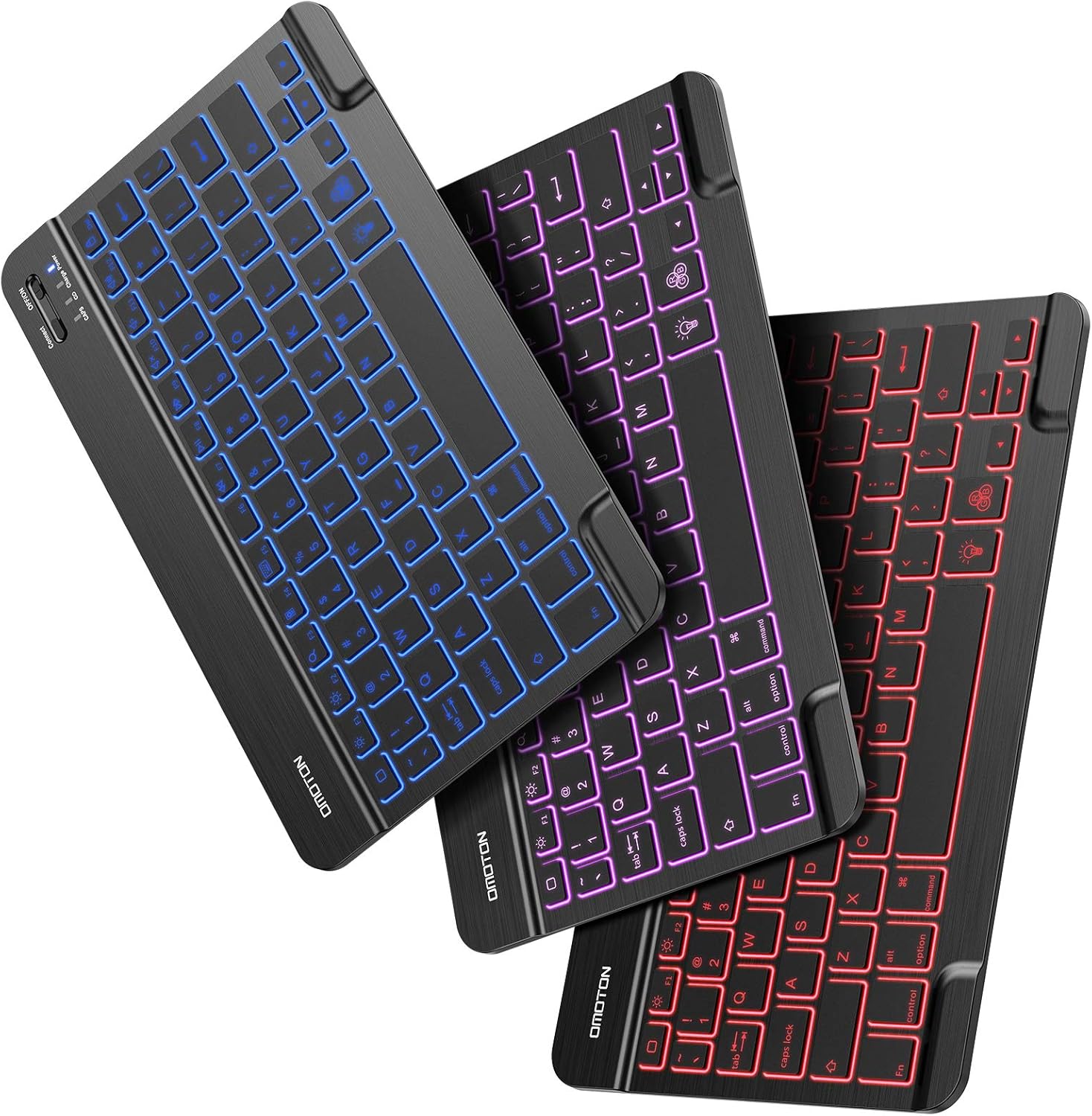 OMOTON UltraSlim Wireless Bluetooth Keyboard, 7Color Backlit