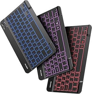 OMOTON Ultra-Slim Wireless Bluetooth Keyboard, 7-Color Backlit Rechargeable Compatible with iPad 9th 2021/ 8th 2020 /7th G...