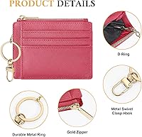 Vista 102 de Sodsay Estuche para tarjetas, cartera delgada con bolsillo frontal, para mujer, sujetatarjetas con llavero negro