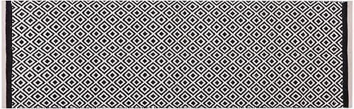 Miniatura 3 de RAJRANG - Alfombra pequeña de algodón blanco y negro para entrada con patrón geométrico de diamante, 34 x 21 pulgadas, rectangular