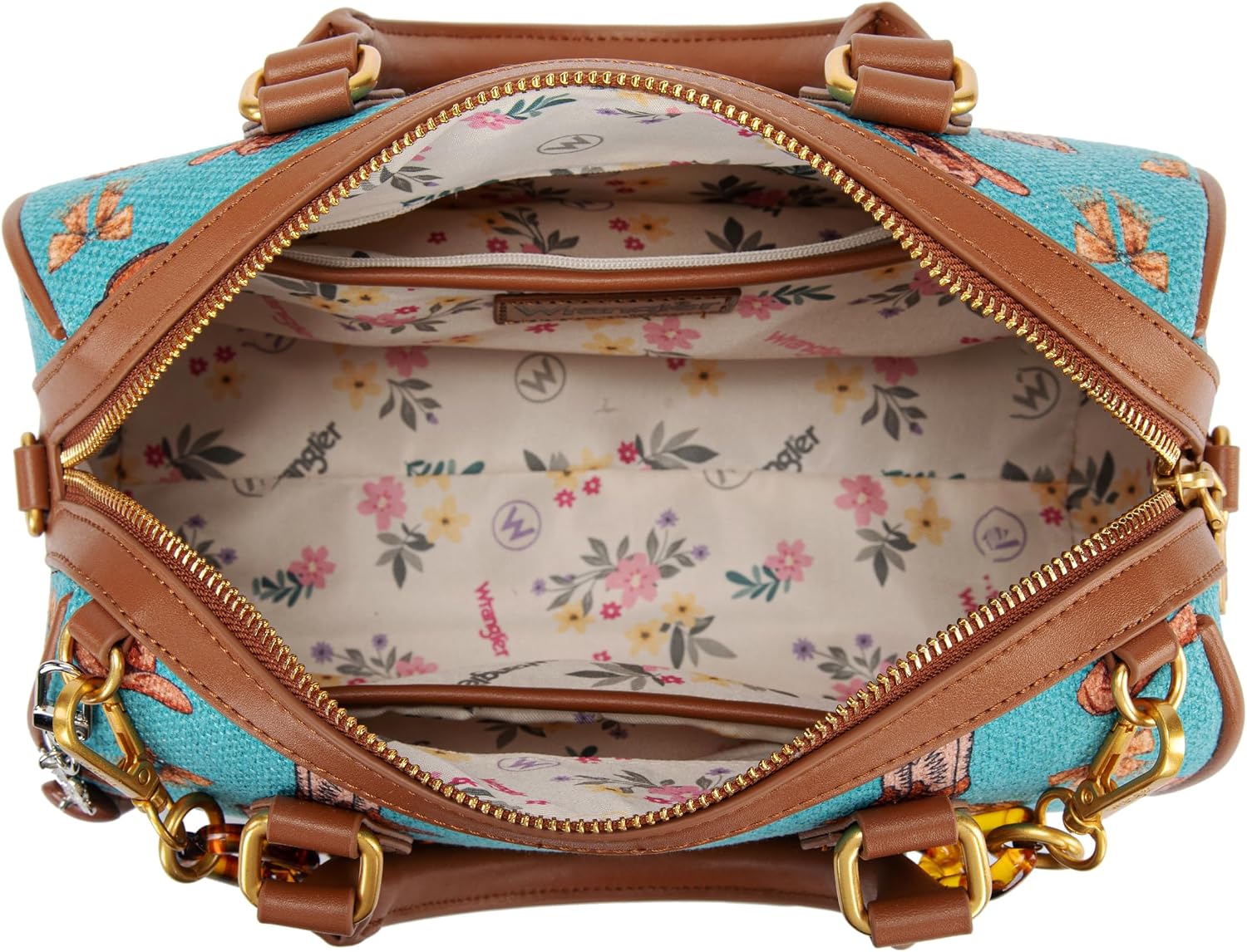 Wrangler Rodeo Icons Top Handle Handbag Western Satchel Barrel Bag with Chain Strap