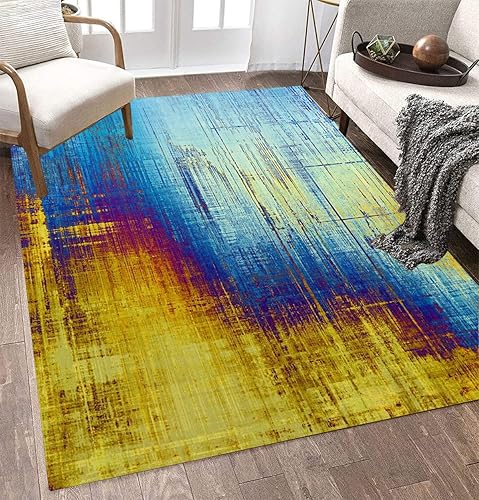 Moderna alfombra de área degradada tonal azul marrón para sala de estar, dormitorio de niñas, decoración del hogar, de pelo mediano de alta calidad,