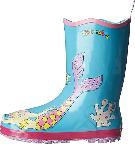 Miniatura 9 de Kidorable Blue Mermaid Botas de lluvia de goma natural wFun Fishtail tire en la pestaña del talón
