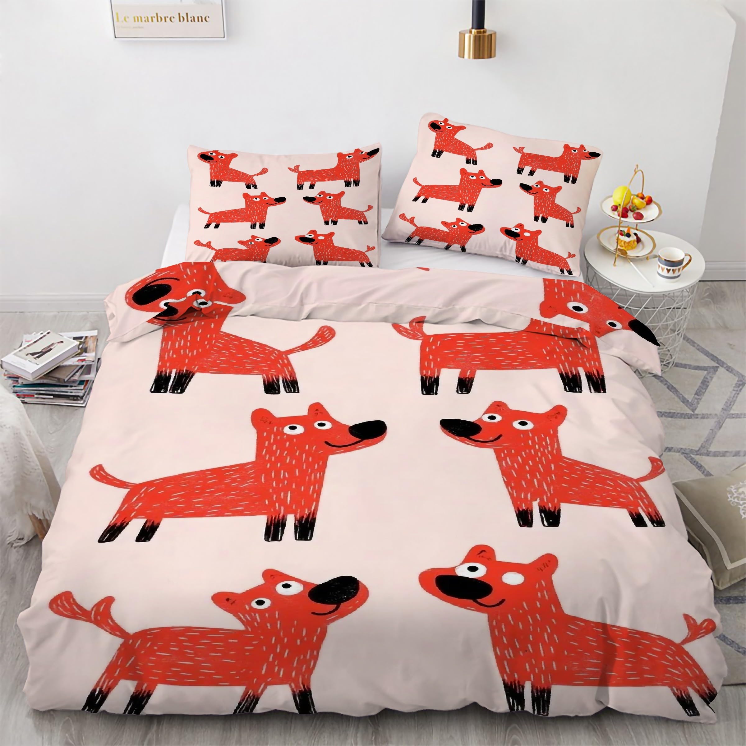 Housse de couette 240 x 260 chiot parure de lit dessin animé 3 pièces