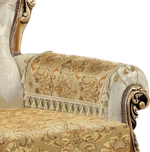 Loom and Mill Juego de 2 fundas de lujo para reposabrazos de sofá, de jacquard grueso antideslizante, protector de muebles con borde de encaje y