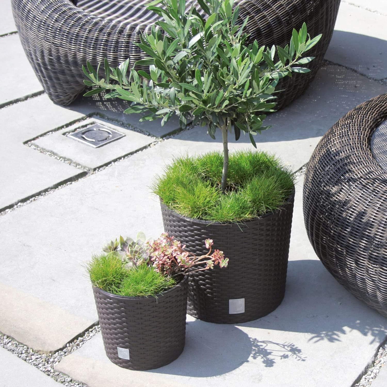 Prosper Plast Rato Round Flowerpot, 40 x 37.5 cm, Mocca, 40x40x37.5 cm