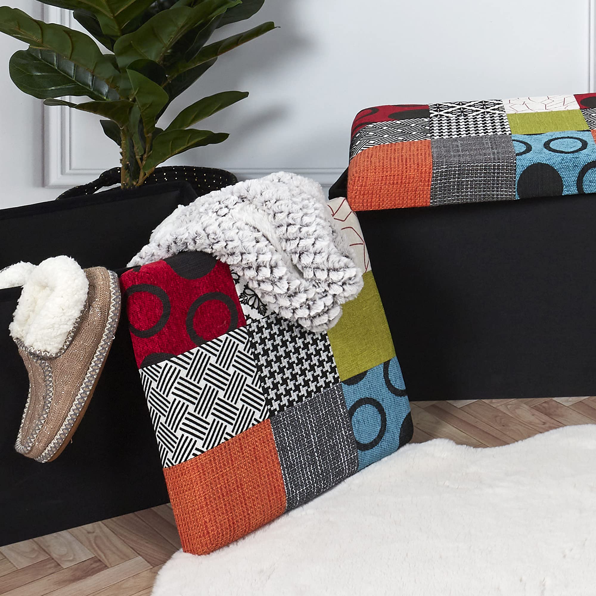 CAJA-PUF PLEGABLE PATCHWORK Multicolore