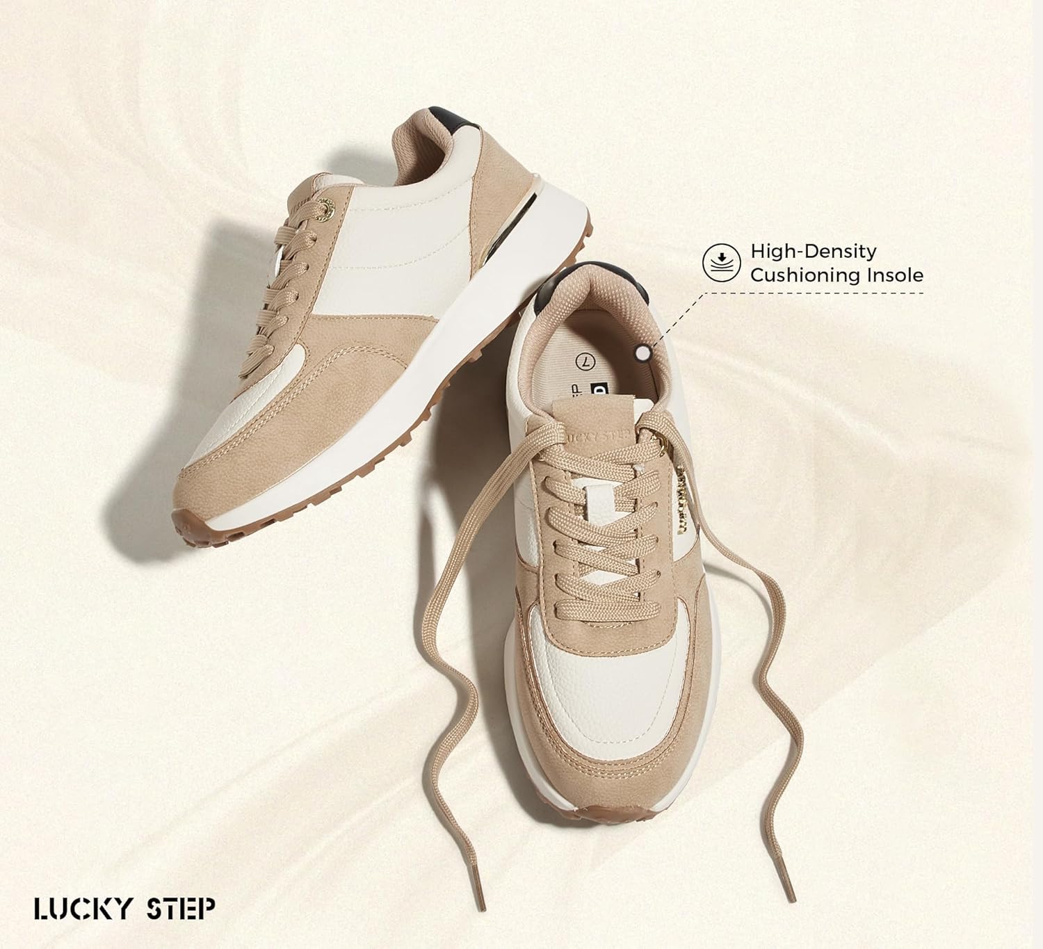 LUCKY STEP Women's Fashion Casual Sneakers Platform Rhinestone Retro Trendy Tennis Travel Walking Shoes Anti-Slip Comfortable Lace-up Footwear