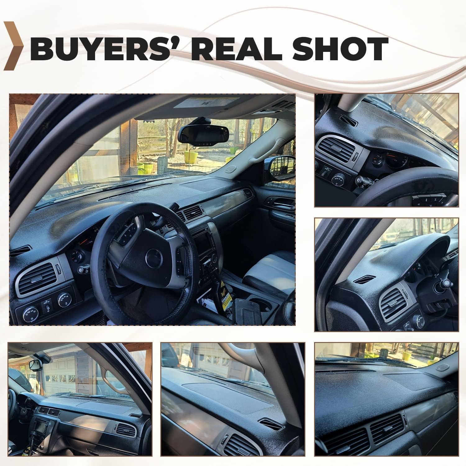 ECOTRIC Dash Board Cover Cap Compatible with 2007-2014 Chevy Silverado Avalanche Suburban Tahoe/GMC Sierra Yukon Molded Dash Panel Overlay W/O Dash Speaker Black