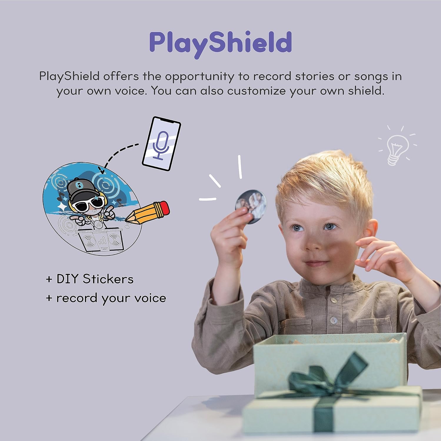 STORYPHONES, Storytelling Foldable Bluetooth Kids Headphones-Intro Bundle with ZenDisk and PlayShield, Perfect for Travel, Learning, Screen-Free Entertainment, Stories and Music by Onanoff (Grey)
