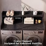 54" x 28" 2-Tier Lave-linge comptoir pour salle de lavage, noir 4.5" Rim relevé, sécurité anti-dérapante, moderne, 15 mm Bois d'ingénierie, plateau de rangement supplémentaire, pour le repassage & Vêtements pliants