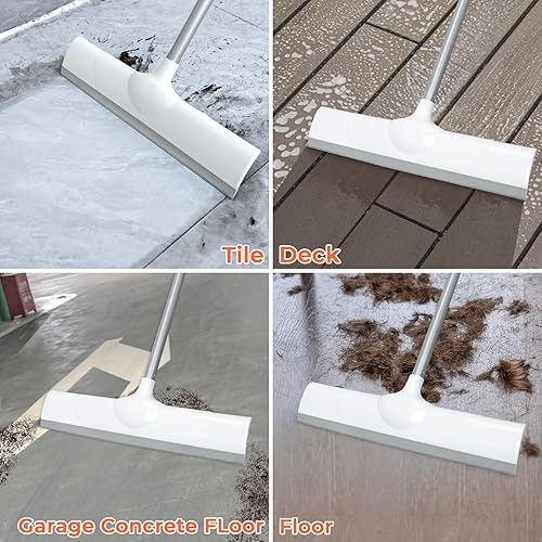 Miniatura 4 de Escoba de goma de mango largo de 50 pulgadas para garaje, ducha de concreto, azulejos de pelo de mascotas, limpiador de agua resistente
