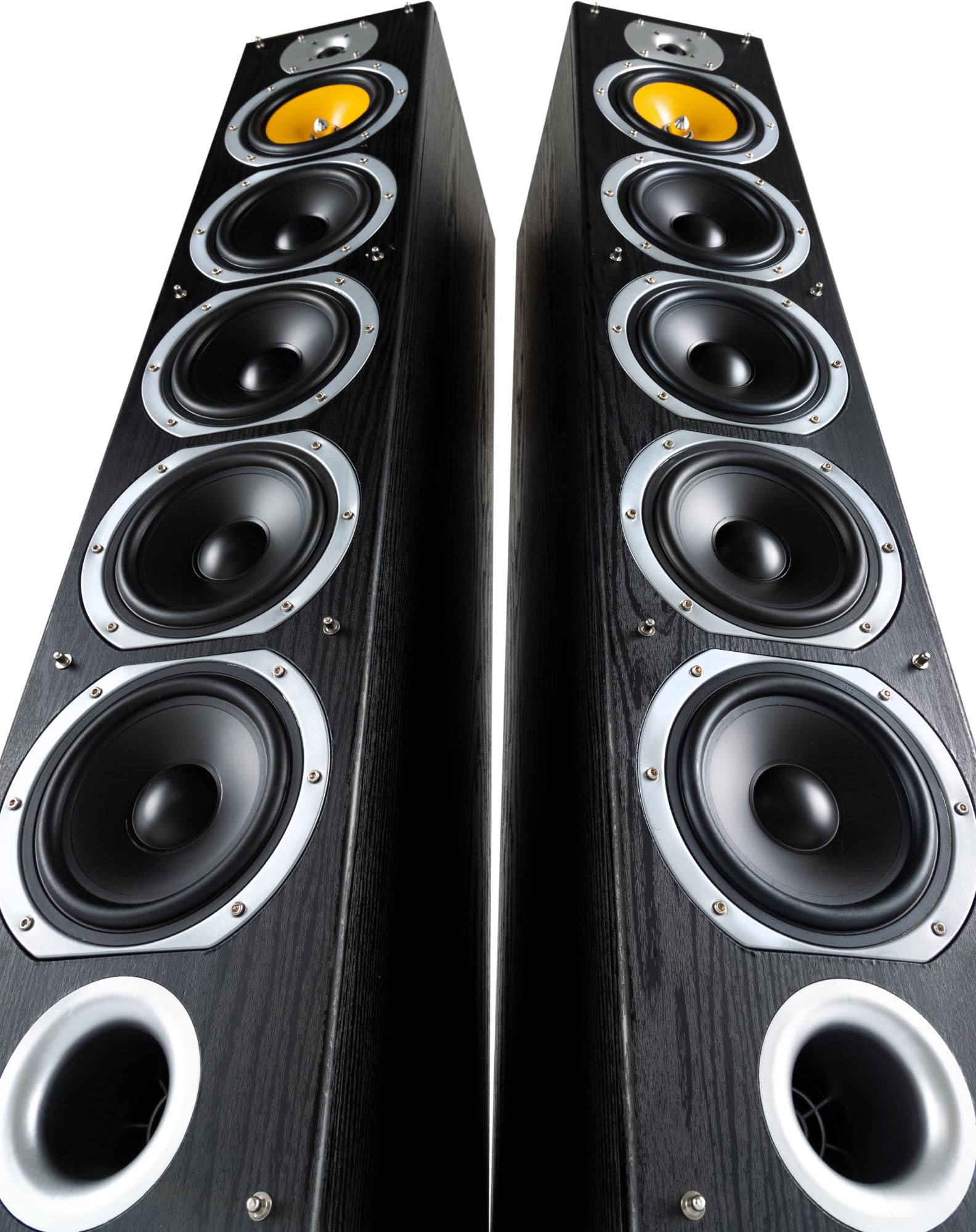 Bennett & Ross Exosphere 3-drożne głośniki podłogowe HiFi para (200 W RMS, 6,5" subwoofer, 6,5" głośnik basowy, 3x 6,5" średniotonowy, głośnik wysokotonowy 1", konstrukcja bass reflex, wygląd słojów
