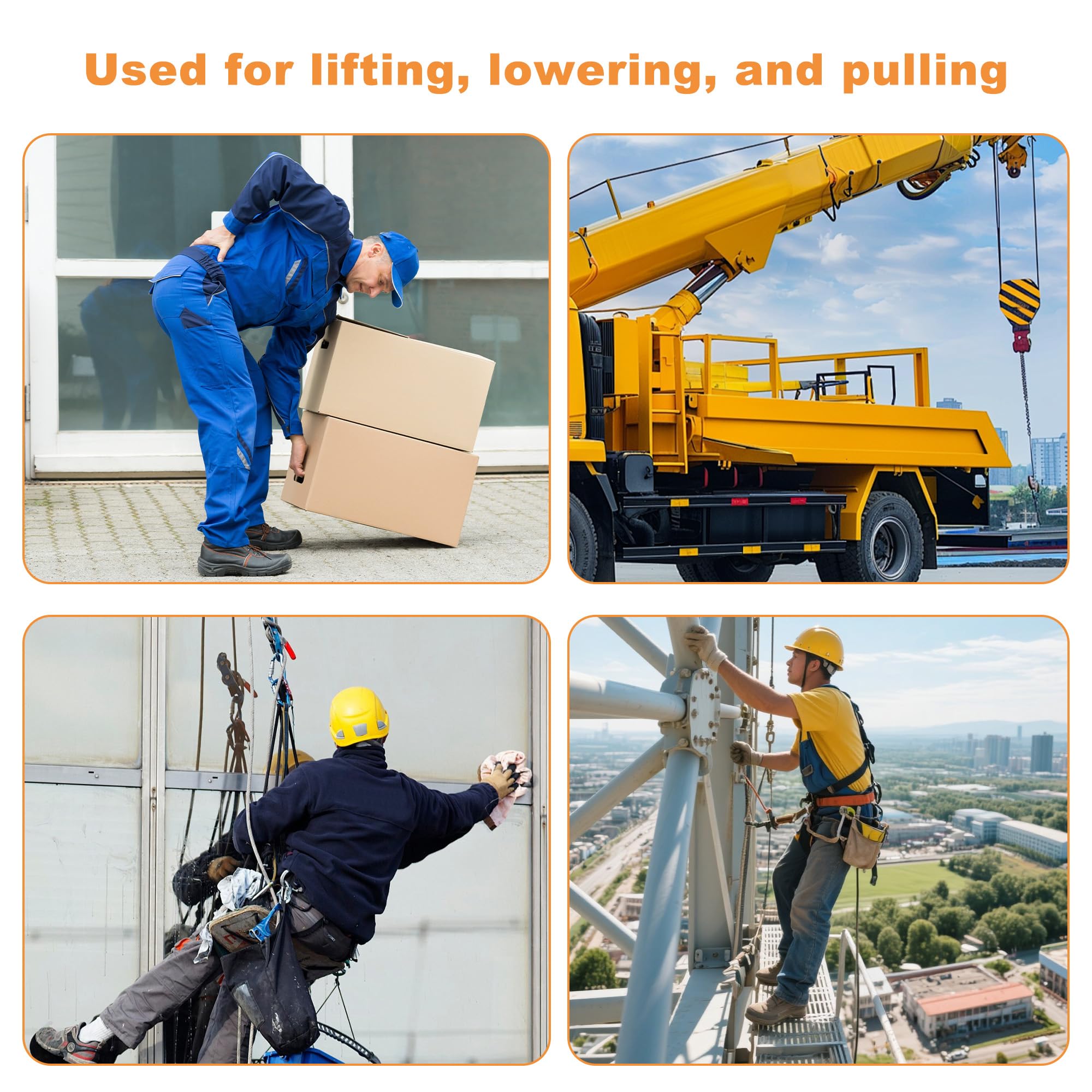 Flaschenzug mit 20m Nylon Seilbremse, 400kg Tragkraft, Max. 8:1 Hubkraft, Um 270° Drehbar, Zum Heben Schwerer Lasten