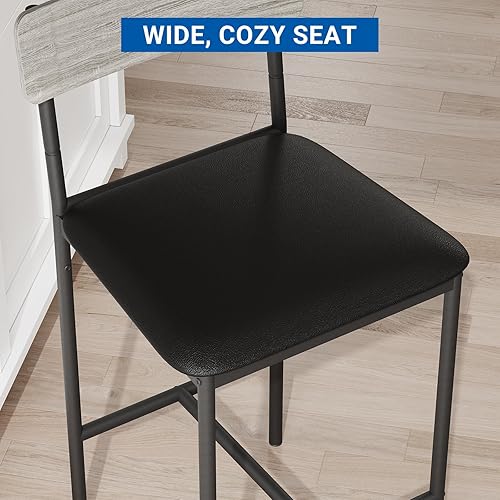 Miniatura 4 de GarveeHome Juego de mesa de comedor para 2, mesa de cocina de altura de mostrador con 2 taburetes de bar tapizados, mesa de comedor y sillas con