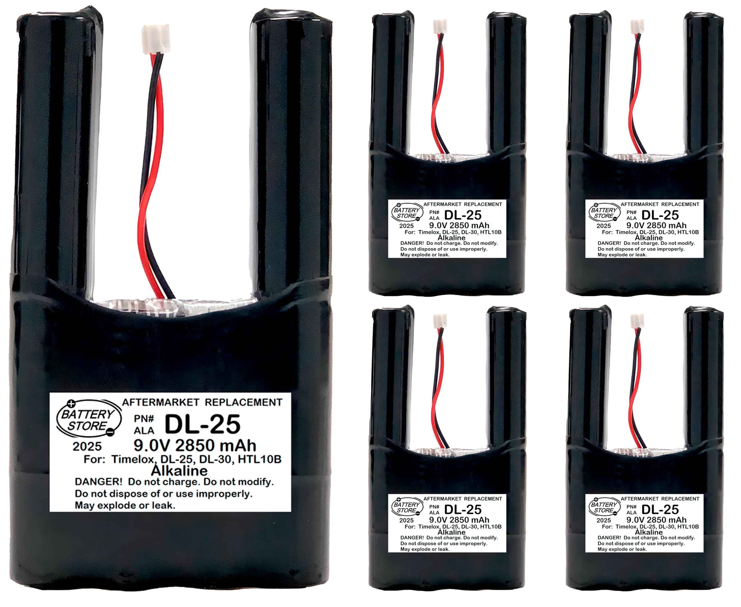 DL-25 9.0V Battery Replacement for Ultralast HTLUL10 DL-25 (Qty 5)