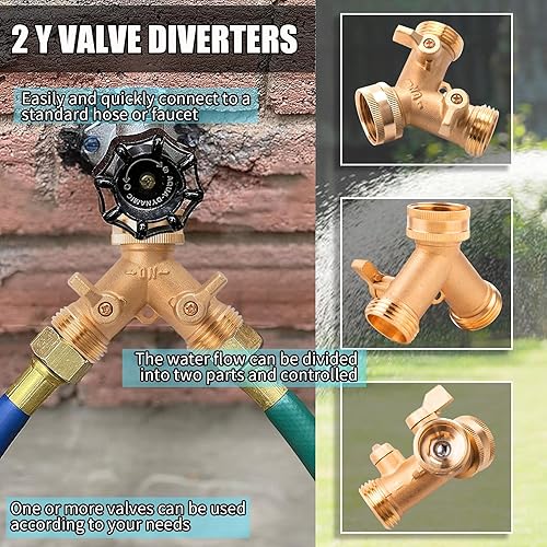 Miniatura 3 de Divisor de manguera de jardín de latón, 2 adaptadores de extensión de manguera de jardín con conexión de manguera de jardín, conector rápido, 2