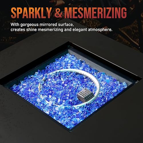Miniatura 5 de Skyflame Vidrio de fuego regular de alto brillo de 10 libras para hoguera, chimenea, jardín, paisajismo, azul cobalto, tamaño de 14 pulgadas
