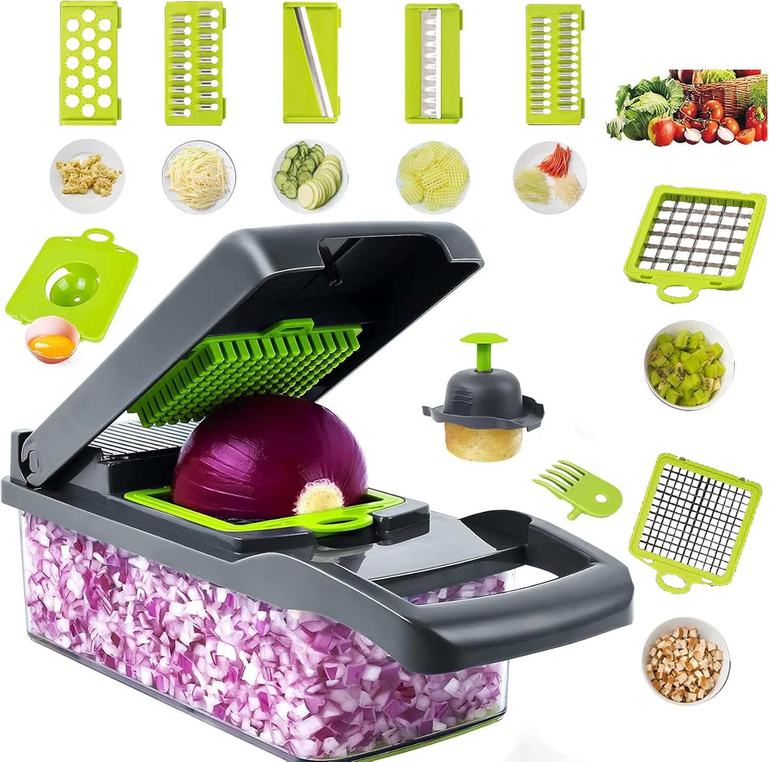 10in1,9 Blade Vegetable Slicer,Onion Mincer Chopper