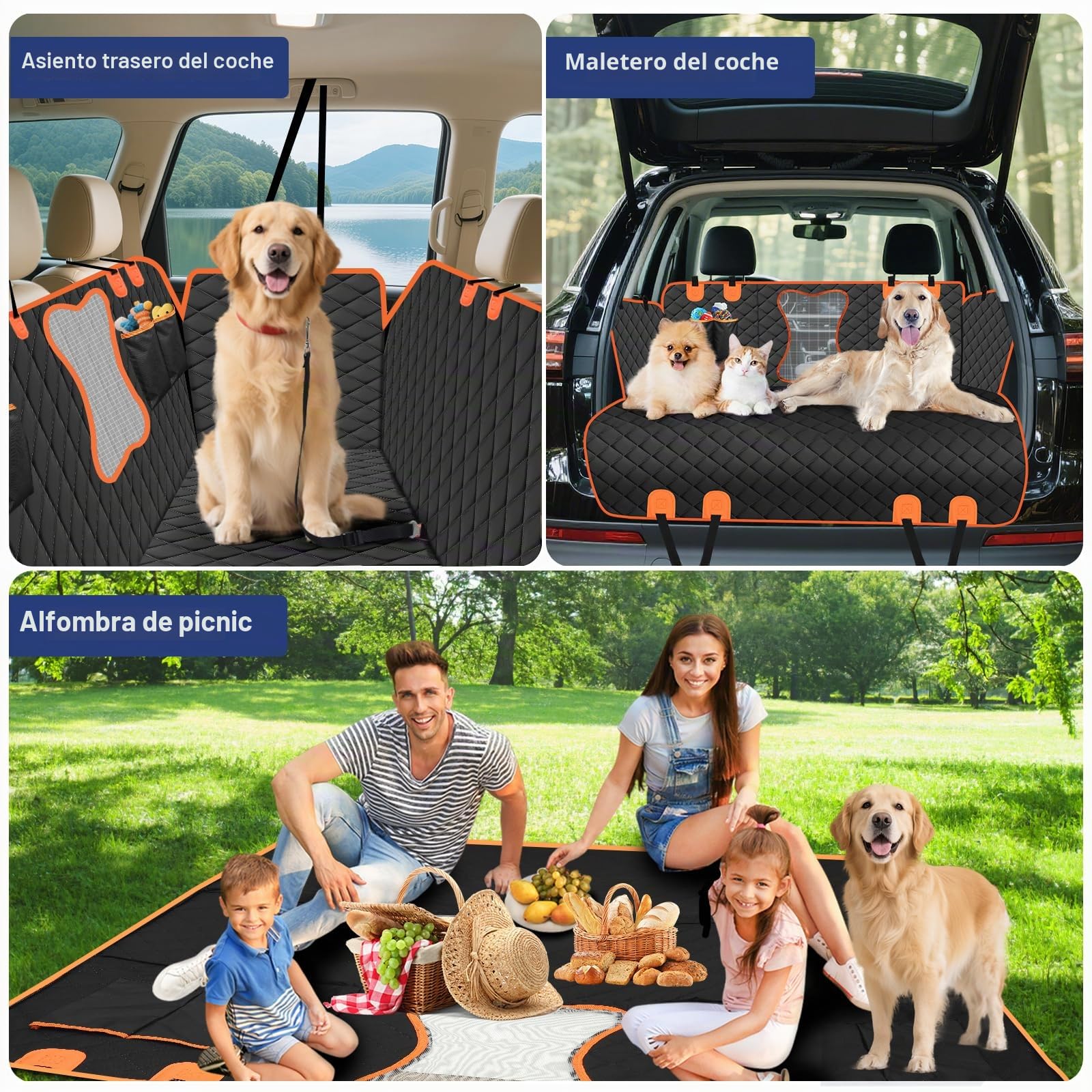 Vortix Funda Coche Perro – La Mejor Compañera De Viaje, Te Permite Lavar El Coche con Menos Frecuencia Y Protege El Interior del De Las Manchas, Arañazos Y Pelos De Las Mascotas