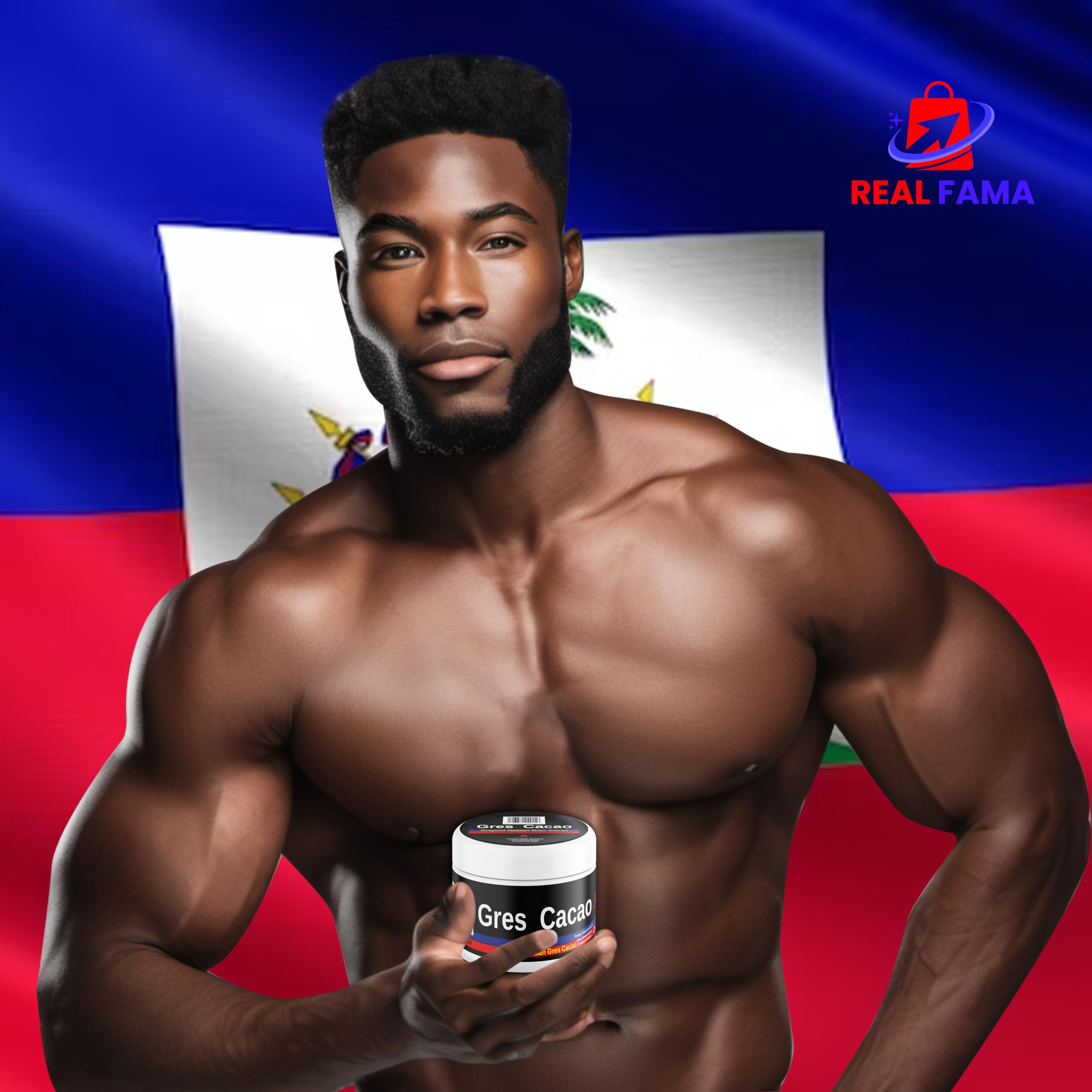 REAL FAMA Gres Huile de Cacao 2oz Pleine Taille - Bouteille d'huile de Cacao Haïtien Bio