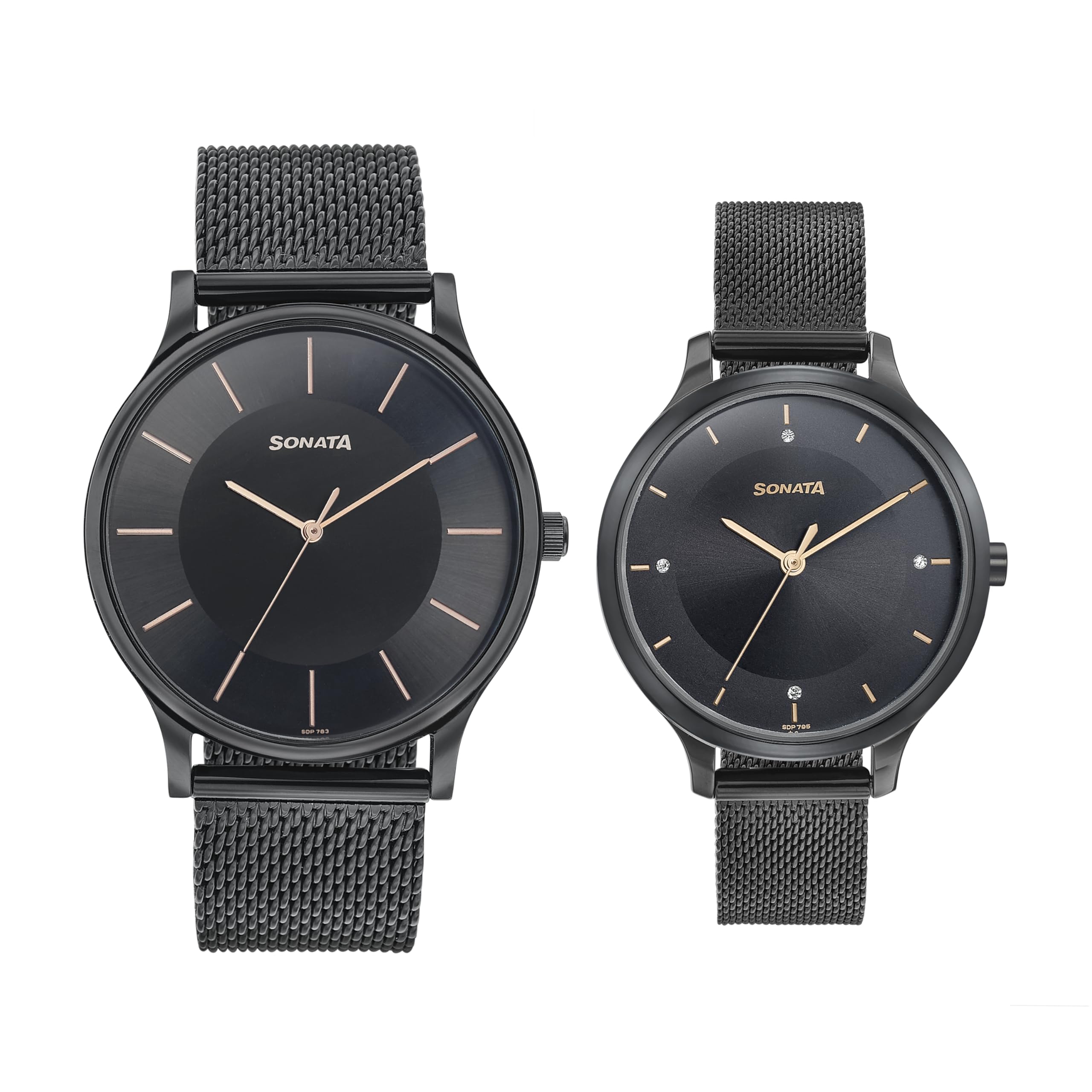 Sonata Modern Bandhan Quartz Analog Black Dial Stainless Steel Strap Watch for Couple (B0D7VZHC41) Amazon Price History, Amazon Price Tracker