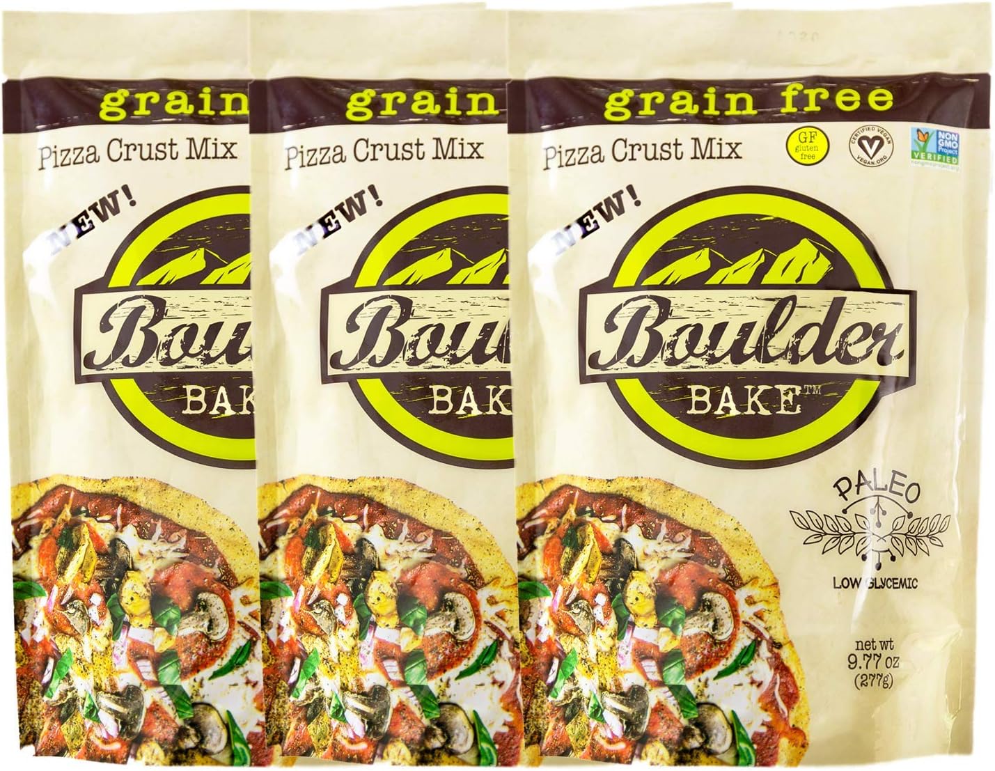 Boulder Bake Cauliflower Pizza Crust Mix (3 pack) Grain and Gluten Free, Vegan, Non GMO, and Low Carb