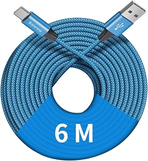 Baiwwa Extra Long USB C Cable, 6m USB A to Type C Fast Charging Charger Cord Compatible with Samsung Galaxy S A Note Tab and More USB C Smartphone, Tablet