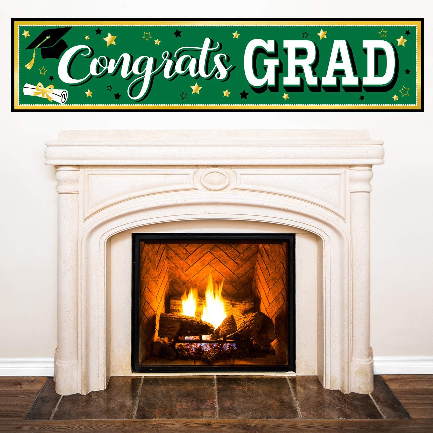Green Graduation Banner 2025 Congrats Grad Banner Graduation Party Decorations Fabric Grad Backdrop for 2025 High School or College Graduates Party Supplies