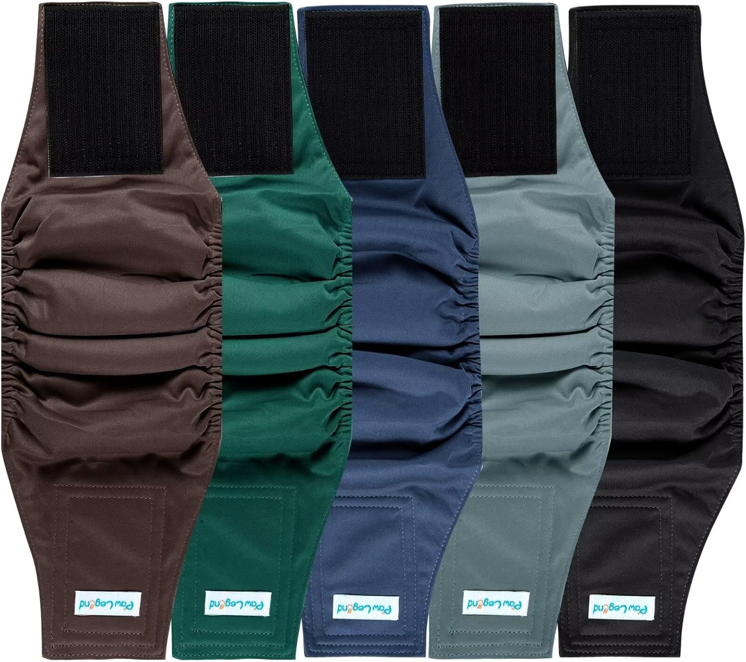 Paw Legend Washable Dogs Diapers Male Dog Belly Bands for Male Dogs Diapers Reusable Puppy & Doggie Diapers Male (5 Pack, Medium) Medium Dark color
