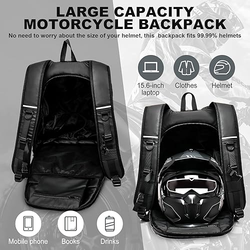 Vista 27 de Mochila de motocicleta,Mochila impermeable para casco para hombres,Accesorios de motocicleta,Mochila de viaje