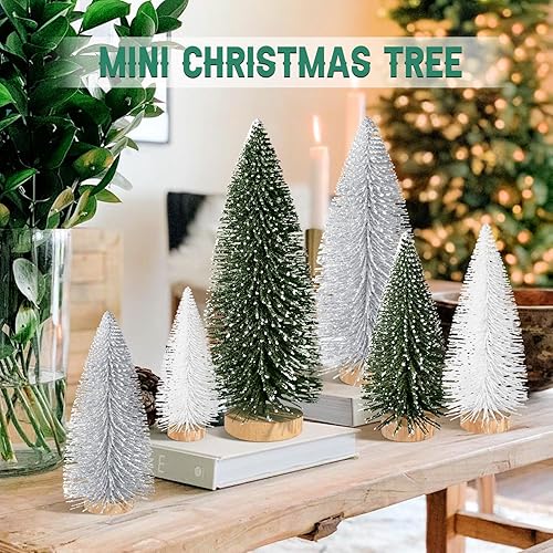 Miniatura 3 de 6 piezas de mini árboles de Navidad, decoración de Navidad artificial, mini botella de árbol de Navidad, árboles de decoración de Navidad con 4