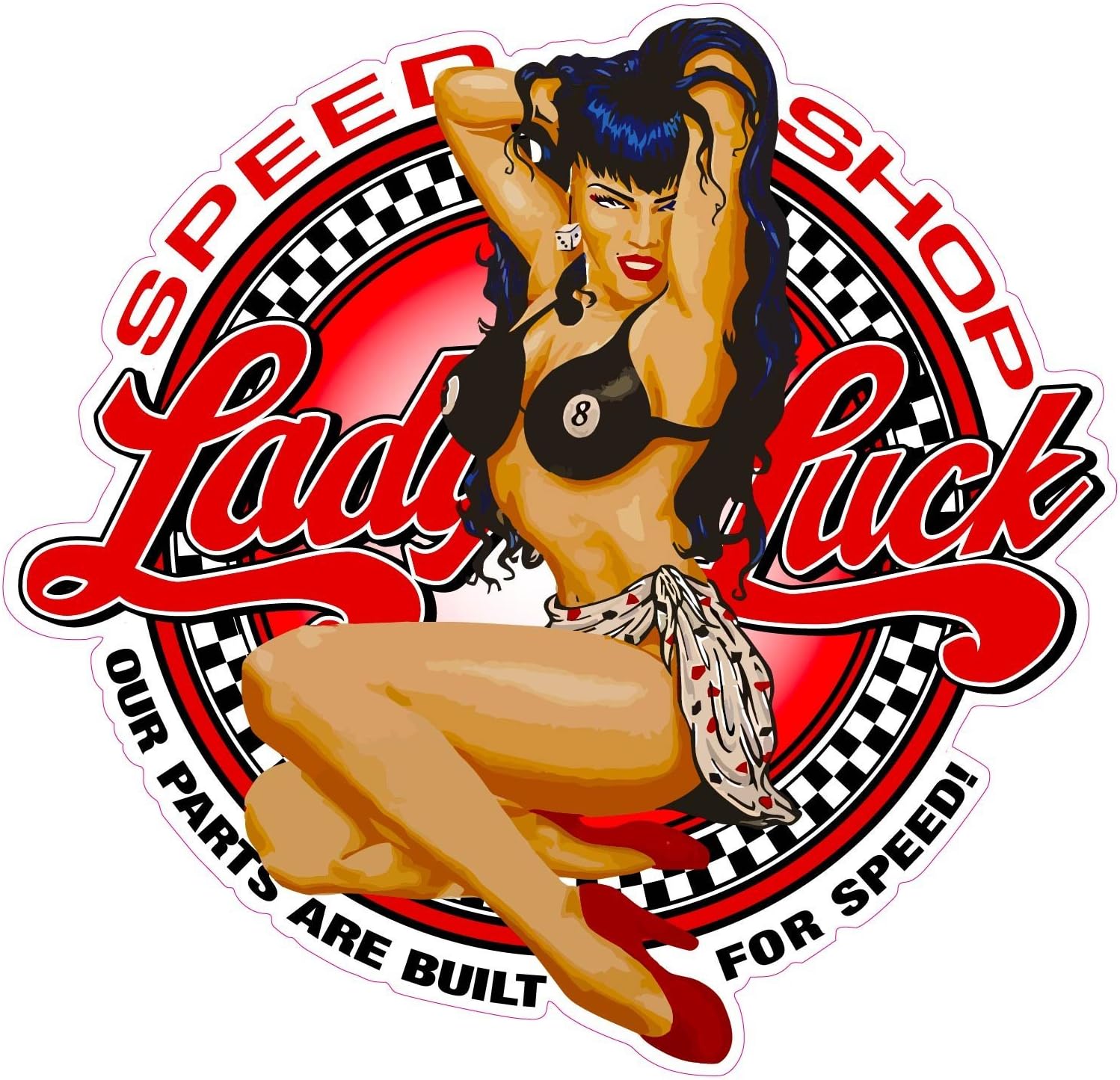 Lucky Lady Speed Shop 5" in size