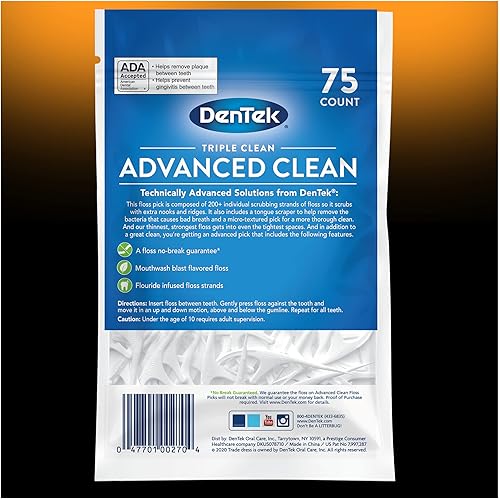 Miniatura 8 de Dentek Triple Clean Floss Picks, Menta Fresca, 75 Ct.
