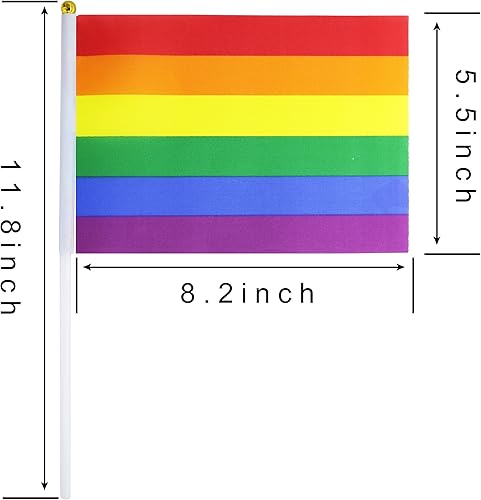 Miniatura 4 de Paquete de 50 banderas pequeñas del orgullo del arco iris, bandera de mano, bandera de arco iris estadounidense, bandera del orgullo para banderas