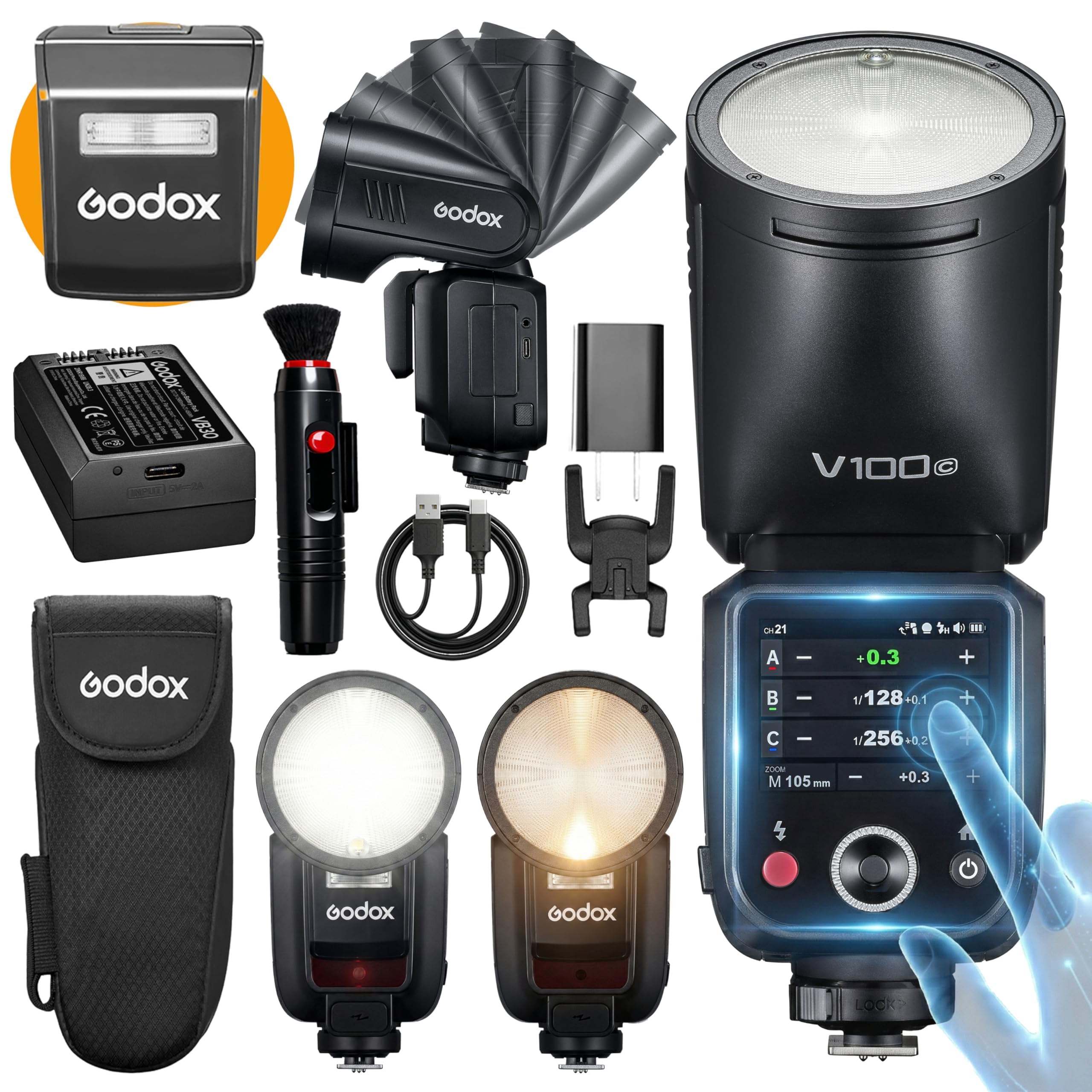 Godox V100C V100-C 100Ws TTL Camera Flash for Canon, 400 Full Power Flashes, 1.7s Recycle Time, 2.4G Wireless with External Flash, Touchscreen Flash for Canon EOS Cameras-picture-15
